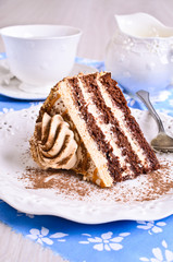 Brown cake with cream
