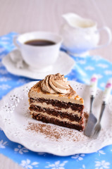 Brown cake with cream