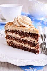 Brown cake with cream