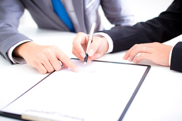 Business people discussing the charts and graphs showing the res