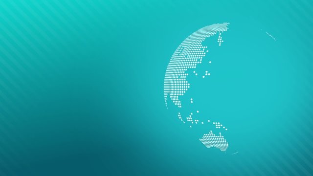Animated globe with a dotted world map on a blue background