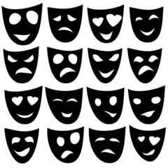 Black Mask different emotions. Raster.
