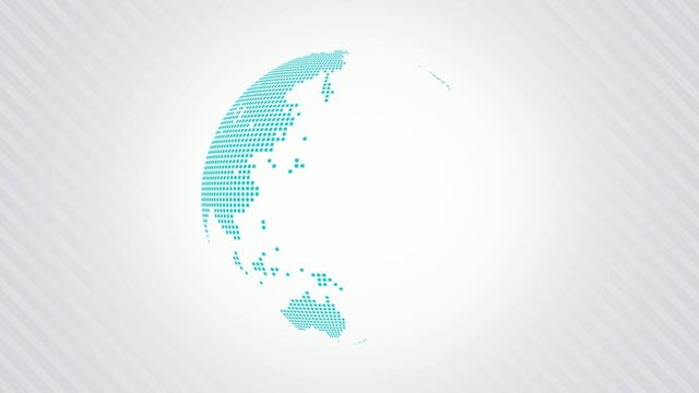 Animated globe with a dotted world map on a light background