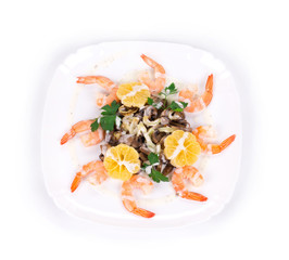 Shrimp salad with mushrooms