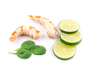 Boiled shrimps on plate.