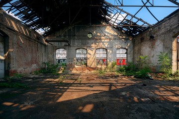 Industrial interior with bright light