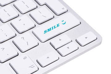 smile button on keyboard with soft focus