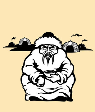 Genghis Khan mongolian emperor. Vector illustration.
