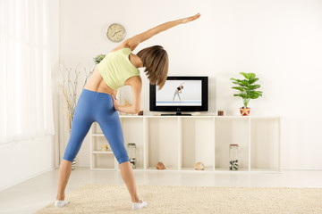 Girl Exercise, Watching TV