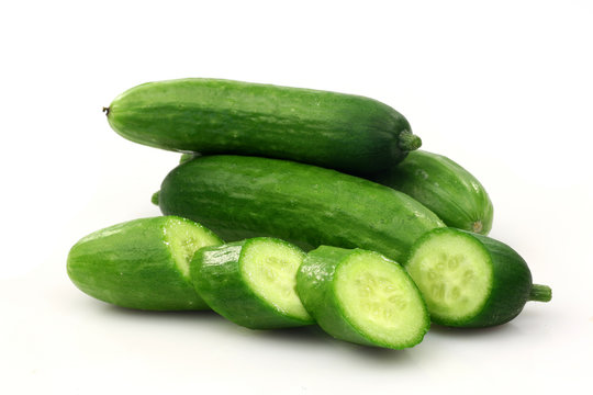 fresh green baby cucumbers you can eat as a snack