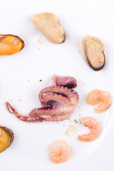 Mixed seafood plate.
