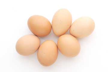 Eggs on white background.