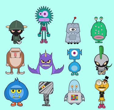 Little monsters vector pack