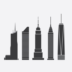 Obraz premium Collection of Icons of Five Famous Skyscrapers
