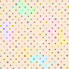 polka dots pattern with strokes and splashes, retro