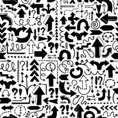 Seamless background of hand drawn arrows