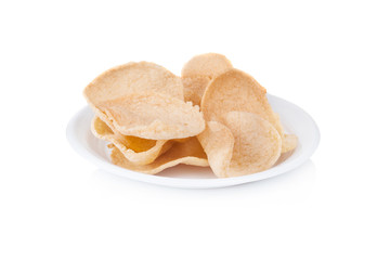 Thai crisp rice on white background