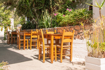Tables and Chairs outside a tavern in Hora Sfakion, Crete