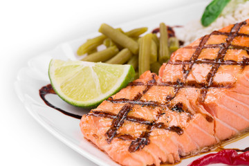 Grilled salmon steak