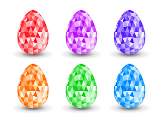 Set of crystal colorful  Easter eggs.