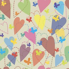 background of hearts and butterflies