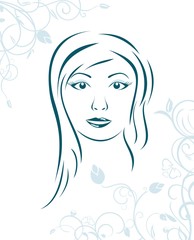 floral background with girl face
