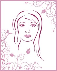 Obraz na płótnie Canvas girl face with floral background