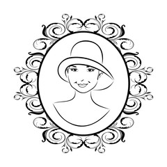 vintage girl face in hat