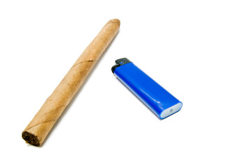 single cigar and lighter
