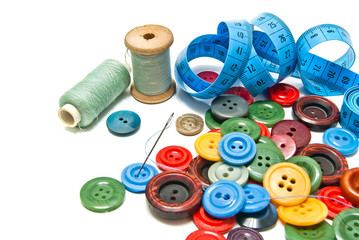 buttons and spools of thread