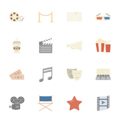 Cinema flat icons set