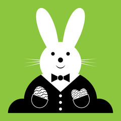vector Easter bunny with suit and eggs