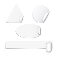 Set of white paper stickers