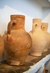 Fototapeta na wymiar Close-up view of old ceramic jars.