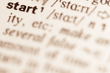 Dictionary definition of word start