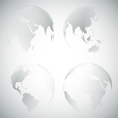 Set of dotted world globes, light design vector illustration