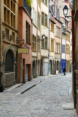 Fototapeta na wymiar Old street of Lyon view, France