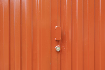Red metal doors