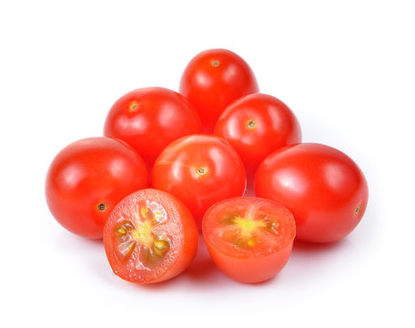 cherry tomatoes isolated on white background.