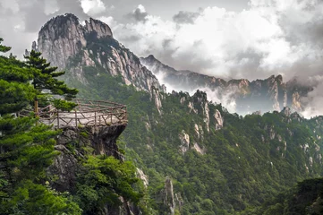Fototapete Rund Huangshan-Terrasse des Gelben Berges © rigamondis