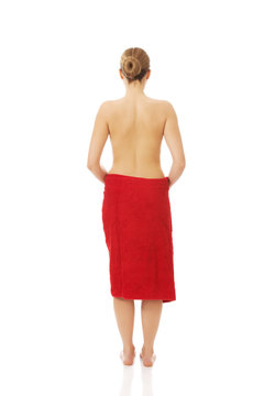 Spa woman wrapped in towel.