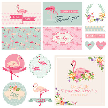 Flamingo Party Set - for Wedding, Bridal Shower
