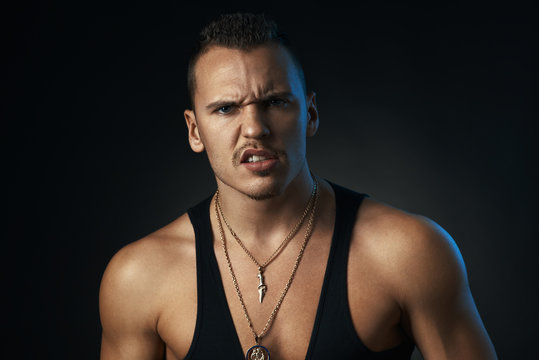 bad man on   black background