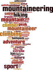 Mountaineering word cloud concept. Vector illustration