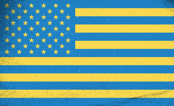 Flags of countries. Flags of Ukraine and USA combined together