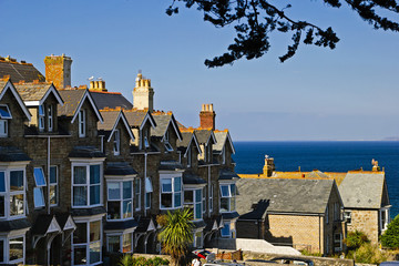Row of houses in St. Ives, Cornwall, England