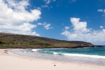 Sandstrand Anakena (Osterinsel, Rapa Nui)