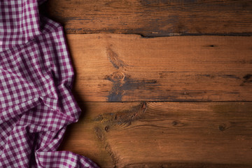 tablecloth over wooden table with copy space