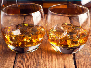 Whiskey Bourbon in a Glass with Ice