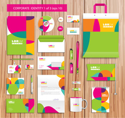 Vector artistic corporate identity template with color elements